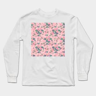 Romantic Roses Floral Watercolor Pink Painting Long Sleeve T-Shirt